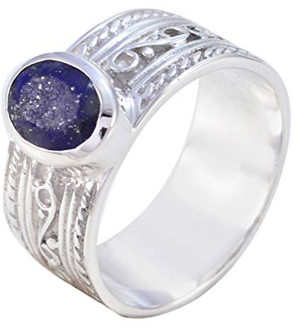 joyas plata echte edelsteine ovale form ein stein facettierte lapislazuli ringe - 925 silber blauer lapislazuli ring - oktober geburt waage astrologie echte edelsteine ring