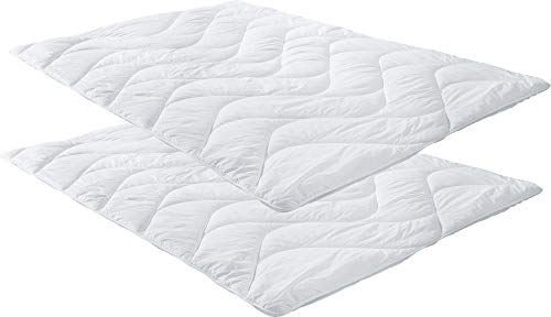 Erwin Müller Duo-Steppbett Lech mit Faserfüllung, Bettdecke 2er-Pack weiß Größe 135x200 cm - optimaler Feuchtigkeitsabtransport, pflegeleicht, waschbar, in ergonomischer Wellensteppung