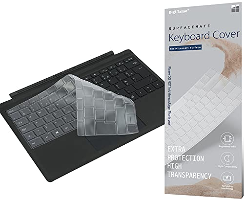 Digi-Tatoo [Not for Pro 8 / X] Keyboard Cover Protector for Surface Pro Type Keyboard UK English Layout (Surface Pro 7/6 Compatible) - Ultra Thin, Clear Keyboard Skin Protector