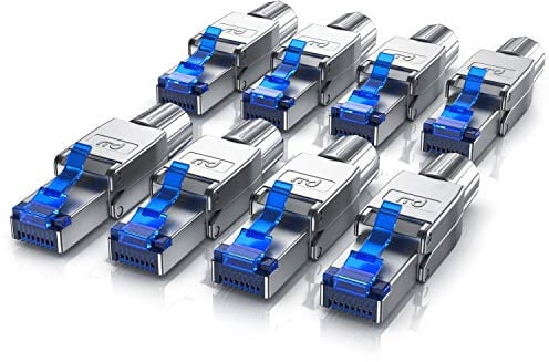 CSL - 8x Netzwerkstecker Feldkonfektionierbar RJ45 CAT 6/7/8 - Geschirmt 40 GBit/s 2000 MHz Ethernet Werkzeuglos LAN Kabel - Crimpstecker Steckverbinder für Netzwerkkabel Verlegekabel
