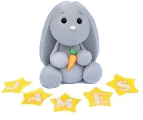 Edible Bunny Cake Toppers-3D Sugar Fondant Figure-Kids Birthday Decorations- Handmade Easter Personalised Present