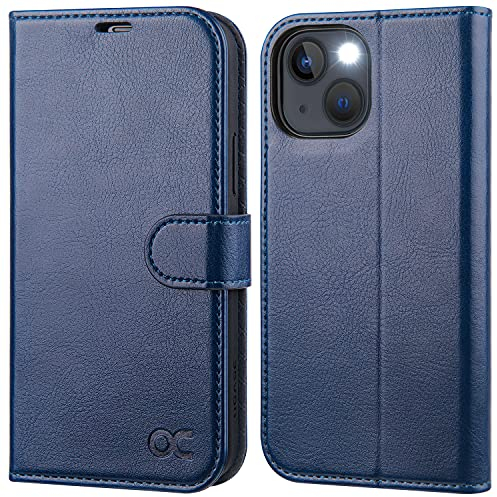 OCASE Handyhülle iPhone 13 Mini Hülle [Premium PU Leder] [Standfunktion] [Kartenfach] [Magnetverschluss] RFID Schutzhülle Klapphülle Lederhülle Tasche Case Etui Kompatibel für iPhone 13 Mini Blau