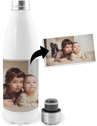 Botella Térmica, Termo de Acero Inoxidable para Agua Personalizada con Foto y Texto | Regalo original Mujer Hombre