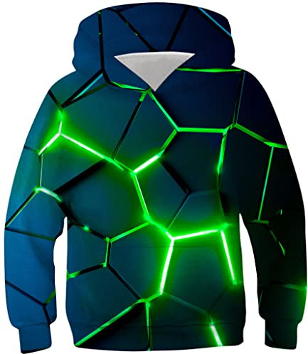 Loveternal Hoodie Jungen Geometry Bunte 3D Druck Kapuzenpullover Geometrie 8-10 Jahre Kapuzenpullover Langarm Kids Sweatshirts für Jungen und Mädchen XL