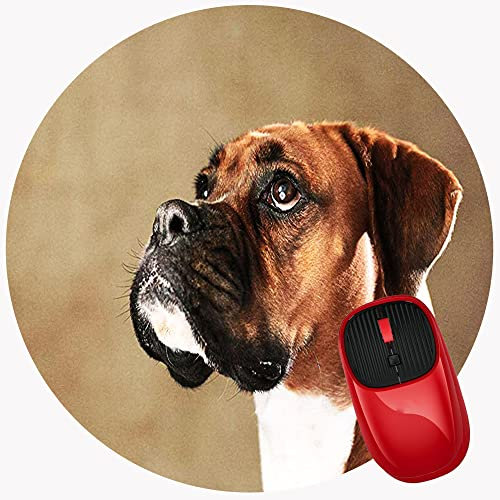 Mouse Pad Lovely Boxer Dog, Premium-Textured Mouse Mat with Non-Slip Rubber Base, Cute Round Mousepad for Laptop Computer Office Desk Accessories,7.9 inch