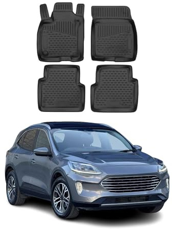 OMAC Fußmatten für Ford Kuga 2019-2026 TPE 4X Schwarz | Gummimatten, Automatten, Allwetter, fahrzeugspezifisches Produkt, Antirutsch, 3D-Passform, wasserdicht