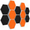 platino24 Schallabsorber COLORE aus Basotec G+ I Akustikpaneele mit Akustikfilz I 3D Wand-Paneele mit 12 Waben in Schwarz + Orange I Akustikplatten zur Schalldämmung in Büro, Studio & Wohnung