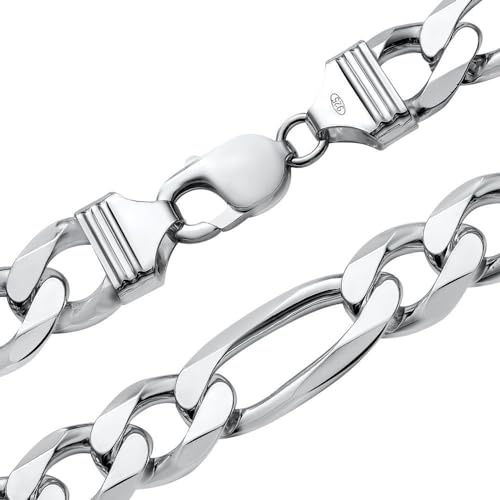925er Silberkette: Figarokette 13mm breit von JEWLIX (50cm)