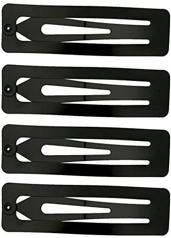 Snap Hair Clips 4PCS 7cm Metal Hair Clips Large Rectangle Hair Barrettes Non-slip Snap Hair Slides Hairdressing Hair Accessories for Women Girls, Black