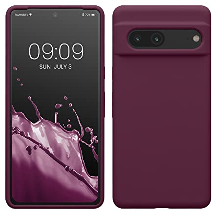kwmobile Handyhülle für Google Pixel 7 Hülle, für Pixel 7 Case - Hülle Silikon - kabelloses Laden - Bordeaux Violett