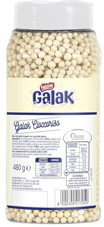 GALAK PROFESSIONALE Cioccoriso Bianco Decorazione per Dolci, Barattolo 480g