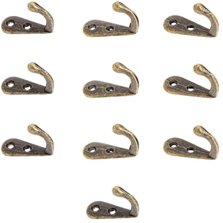 Mgoodoo 10 Packs Wall Mounted Single Hook Robe Hooks Metal Coat Hooks and Screws for Hanging Key Jewelry Cup Cloth Bag Cap Bronze Color