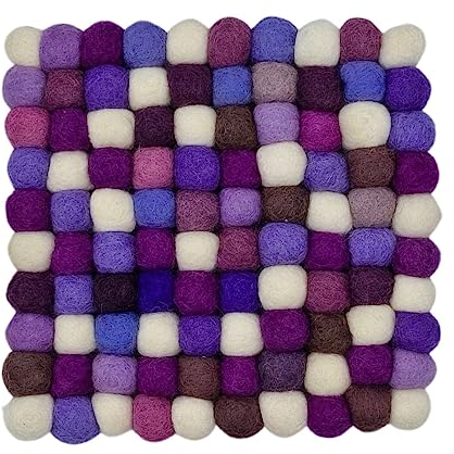 Grült Home Topfuntersetzer - Filz untersetzer für Tassen, Töpfe, Pfannen und Tassen handgefilzt in Nepal (Lila, Square 20 cm)