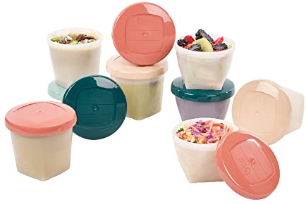 Babymoov Pots de conservation Babybols 8x250ml & 8x180ml - Eco-conçus - Fabriqués à partir de matière végétale en France - Recyclables - 100% Hermétiques