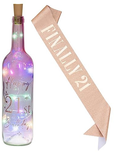 21st Birthday Gifts for Women, 2004 Happy 21st Lighted Wine Bottle Birthday Gifts For Her, Funny 21-Year-Old Decorations for Her, Daughter, Sister, Friends