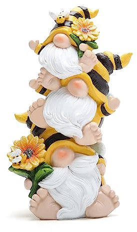 Hodao Sommer-Bienenzwerg, Dekoration, für den Innenbereich, Tischdekoration, niedliche gestapelte Bienenzwerge, Figuren, Geschenke, schwedische Zwergelfen-Figuren, Sommergarten, Honigbienen, Zwerge