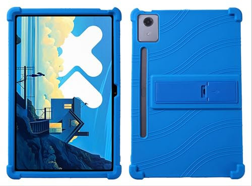 GIOPUEY Funda Compatible con Lenovo Tab P12 12.7 2023 - con Soporte - Carcasa Protectora de Silicona TPU Suave Case - Dark Blue