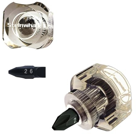 Steinwhale 2in1 Short Stubby Mini Screwdriver for tight spots, Cellulose Acetate Fiber Made Handle, Double-headed High Hardness S2 Steel Bits, Exquisite EDC