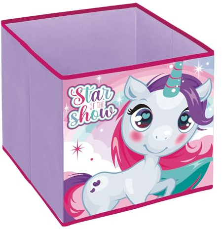 ARDITEX - Contenedor organizador plegable con diseño de unicornio - 31x31x31cm - Para guardar juguetes, ropa y accesorios