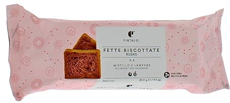 Pintaudi Rodajas de galletas para el desayuno o merienda en varios sabores - 200 gramos (Arándano y Frambuesa)