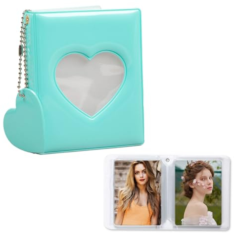 YEJAHY Mini Photocard Binder, Cute Mini Photo Album Photocard Binder, Fotoalbum Fotokartenhalter, für 3 Zoll Fotopapier Fotokartenhalter Aufbewahrung fotoalbum (Minzgrün)