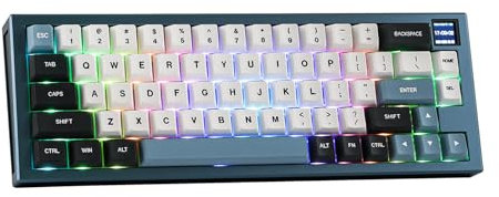 EPOMAKER MS68 VIA Wireless Gaming Keyboard with TFT Screen, 65% Aluminum Mechanical Keyboard, Hot Swappable, Creamy Gasket, Bluetooth/2.4Ghz/USB-C, RGB Backlit (Blue, Flamingo Switch)