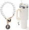 LUHOHI Abalorio de letra para taza Stanley, accesorios de cadena de perlas, dijes con inicial de copa Stanley para decoración de asas, botella de agua, joyería, vaso, bonita decoración personalizada