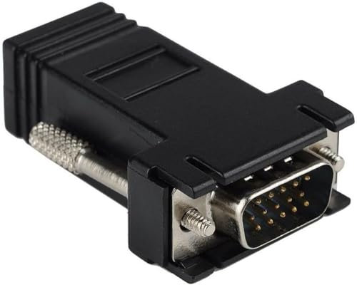 Generic VGA to RJ45 Adapter, VGA 15-pin Male to RJ45 Female Extender Transmission Expansion via CAT5 CAT6 Ethernet Cable for Multimedia Video