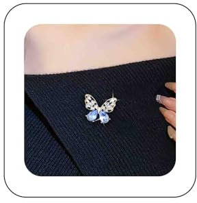 Dervivea Broche Papillon En Cristal Broche En Résine Perle Broche Papillon Broche Aile De Papillon Creuse Broche Lepel Broche Papillon Strass Broche Collier Décoratif Épingles De(cristal Bleu)