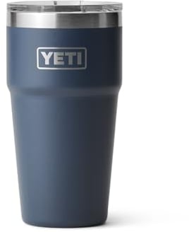 YETI Rambler Cup, Vacuum Insulated Stainless Steel Stackable Cup with Magslider Lid, Navy, 20 oz (591 ml)