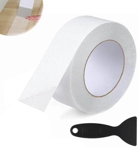 Bande Antidérapante Escalier, 5cm*10m Scotch Antidérapant, Ruban Antidérapant Adhésif Transparent pour Escaliers, Marches, Carrelage, Baignoire et Douche (PEVA)