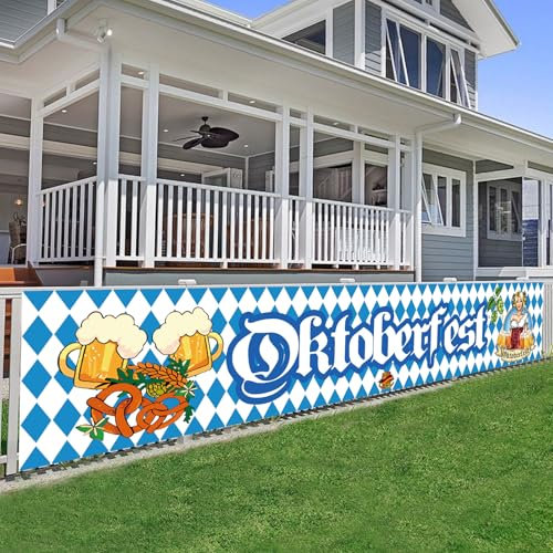 Oktoberfest Banner Deko, 300 × 50 cm Oktoberfest Party Banner, Bayerisches Oktoberfest Deko, Oktoberfest Outdoor Party Dekoration, für Zubehör Indoor Und Outdoor Dekoration
