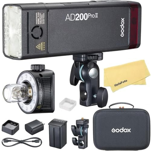 Godox AD200 Pro II 2.4G Pocket Flash Strobe,500 Full Power Flashes,0.01-1.8s Recycling,2900mAh Battery for Canon Sony Nikon Fuji Fujifilm Olympus Panasonic Pentax Etc Cameras(Godox AD200 Pro Upgraded)