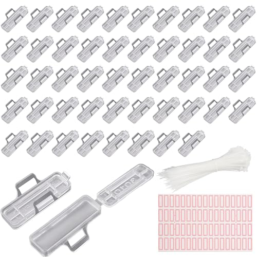 SEABABOO Box of 50 Transparent Cable Labels and Ties for Cable Marking (White, 10 x 30 mm, 50 Pieces)