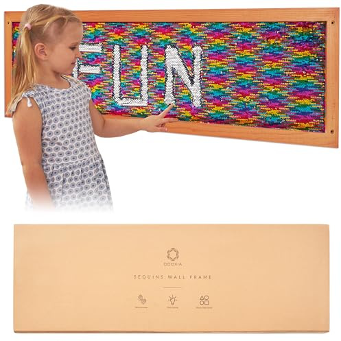 ODOXIA Paillettenwand 1er-Pack | Wendbare Pailletten-Tafel für Kinder | Sensorische Pailletten-Stoffwand | Flip-Sequin-Board | Wand- und Raum-Sensorik-Board