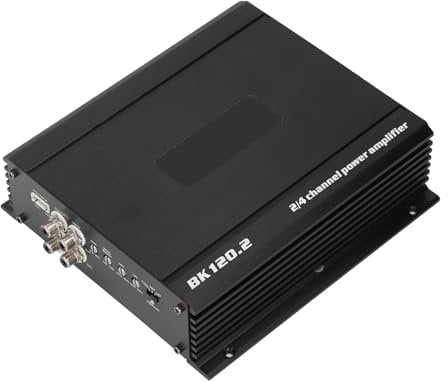 Akozon Car Amplifier High Power 2 Channel 1000W Aluminum Alloy Bass Boost Sound Amplifier for Vehicle Truck UTV Motorcycle