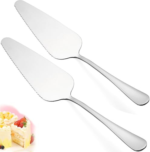 Kucensi Cake Pie Server, 2 Pack Stainless Steel Pizza Pastry Cake Slicer Server Set, Cake Cutter with Serrated Edges for Kitchen, Restaurants, Wedding, Birthdays and Parties