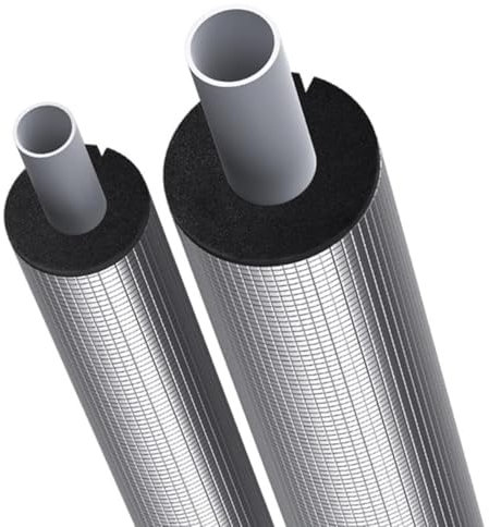 Isolation De Tuyau De Anti-Gel, Tuyau D'isolation En Mousse ID 22 Mm-114 Mm Manchon D'isolation Pour Tuyau D'eau Chaude Et Froide, Tube D'isolation Thermique Ignifuge Avec Feuille D'aluminium(34mmx15m