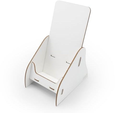 stableco 1x ökologischer Prospektständer DIN lang 10,5 x 21 cm vertikal mit 1 Fach stabiler Flyerständer im white Design No Plastic! Just Paper! Prospekthalter, Postkartenständer schnell aufzubauen