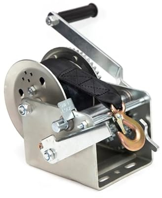 3200LBS Dual Speed Hand Winch with Brake Corrosion-Resistant Boat Trailer Winch with Strap for Easy Lifting and Towing Perfect for Marine and Outdoor Use