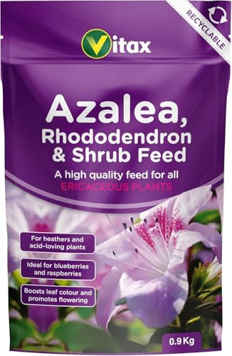 Azalea Rhododendron & Shrub Fertiliser 0.9kg | Organic Ericaceous Feed NPK 9-7.5-10 | Added Iron | Prevents Yellowing | Bigger Blooms | Heathers Camellias Blueberries | Acid-Loving Plants