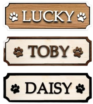 Personalized Dog Crate Sign，Personalized 3D Dog Name Sign, Custom Crate Plaques,Wooden Pet Gift (7X22cm)
