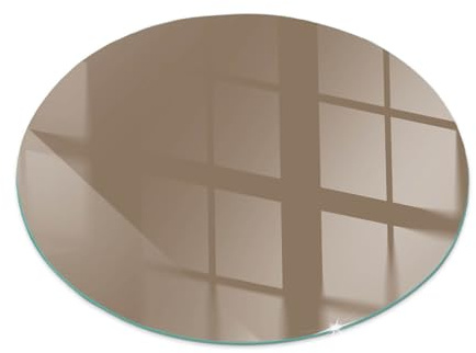 Funkenschutz Glasplatte ⌀ 80 cm Funkenschutzplatte Gehärtetem Glas Rund Bodenplatte Ofenglas Kaminplatte Kaminglas Funken- und Kratzfest für Kamin - Farbe Braun