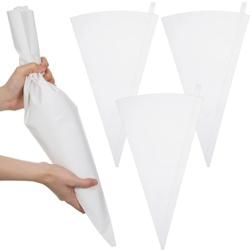 guduling 3 Stück Große Spritzbeutel,Spritzbeutel Wiederverwendbar 50cm/20in | Weiße Spritzsack aus Baumwolle, mit Aufhängeschlaufe, zum Dekorieren von Gebäck, Sahnetorten, Backwaren, und Cupcake