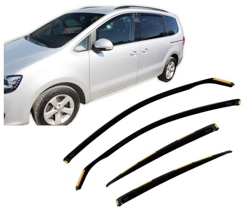 J&J AUTOMOTIVE Windabweiser passend für Volkswagen Sharan ab 2010 4tlg, Heko Regenabweiser Vorne Hinten Getönt Dunkel Passform