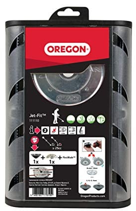 Oregon Jet Fit 2xFaden Mähkopf - Einfaches Faden Wechseln für Gerad Schaft Motorsense und Freischneider 25cc Plus, für Professionellen oder Intensiven Gebrauch, mit FlexiBlade - Mähfäden (111110)