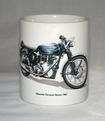 Motorbike Mug. Velocette Thruxton Venom Hand Drawn Illustration.