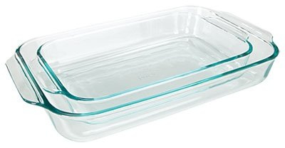 Pyrex Basics Clear Oblong Glass Baking Dishes - 2 Piece Value-Plus Pack Set - 1 Each: 2 Quart, 3 Quart