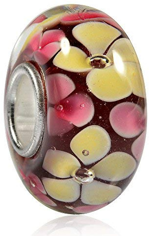 MATERIA by Matthias Wagner Blüten Glas Bead Silber 925 rosa gelb dunkelrot Charm Anhänger für Armband 470