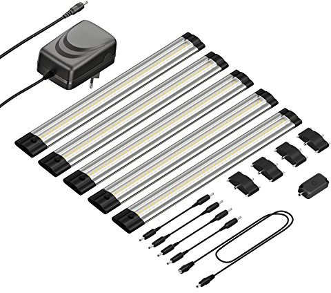 parlat LED Unterbau-Leuchte Siris, Touch-Dimmer, flach, 30cm, je 368lm, warm-weiß, 5er Set